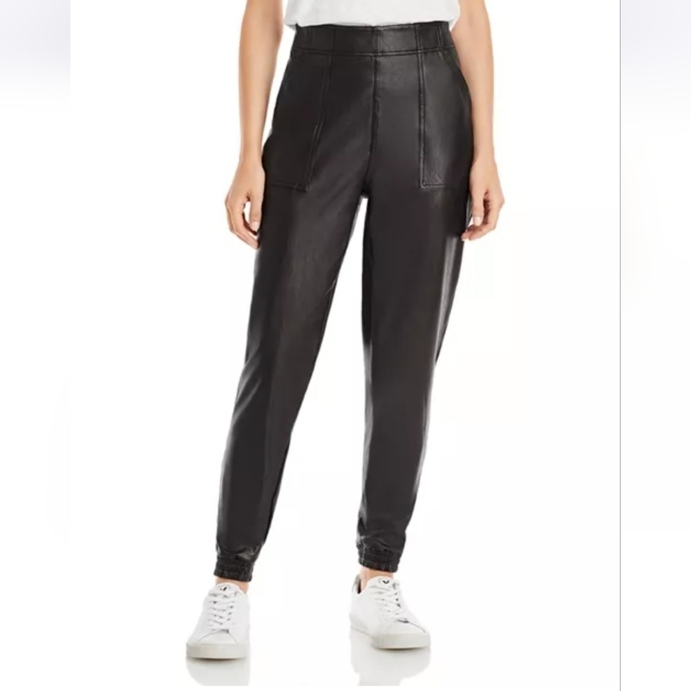 Nwt Spanx Leather Like Black Utility Jogger Pull-On Pant Size L